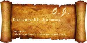 Oszlanszki Jeromos névjegykártya